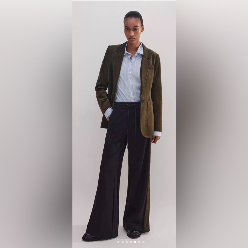 Me and Em wide leg track pants snap side stripe brown black US size 4